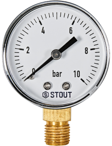 Манометр радиальный STOUT корпус Dn 50 мм 1/4 , 0...10 бар, кл.2.5