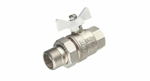 Кран шаровой со сгоном 3/4' ВН белая ручка бабочка VALTEC BASE