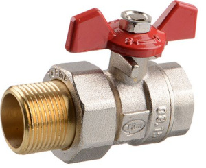 Кран шаровой TeRma RED 3/4" с американкой красная бабочка