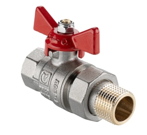 Кран шаровой BASE-ГОСТ  со сгоном с рукояткой-бабочкой вн.-нар. DN15, PN40, 1/2" VALTEC