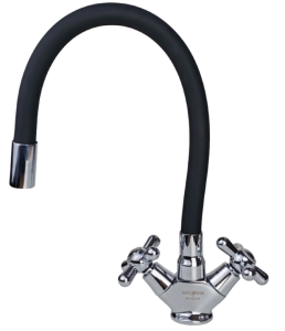 Смеситель кухня MELODIA Кросс гибкий R-излив черный керамика MDV32513Black без гибкой подводки